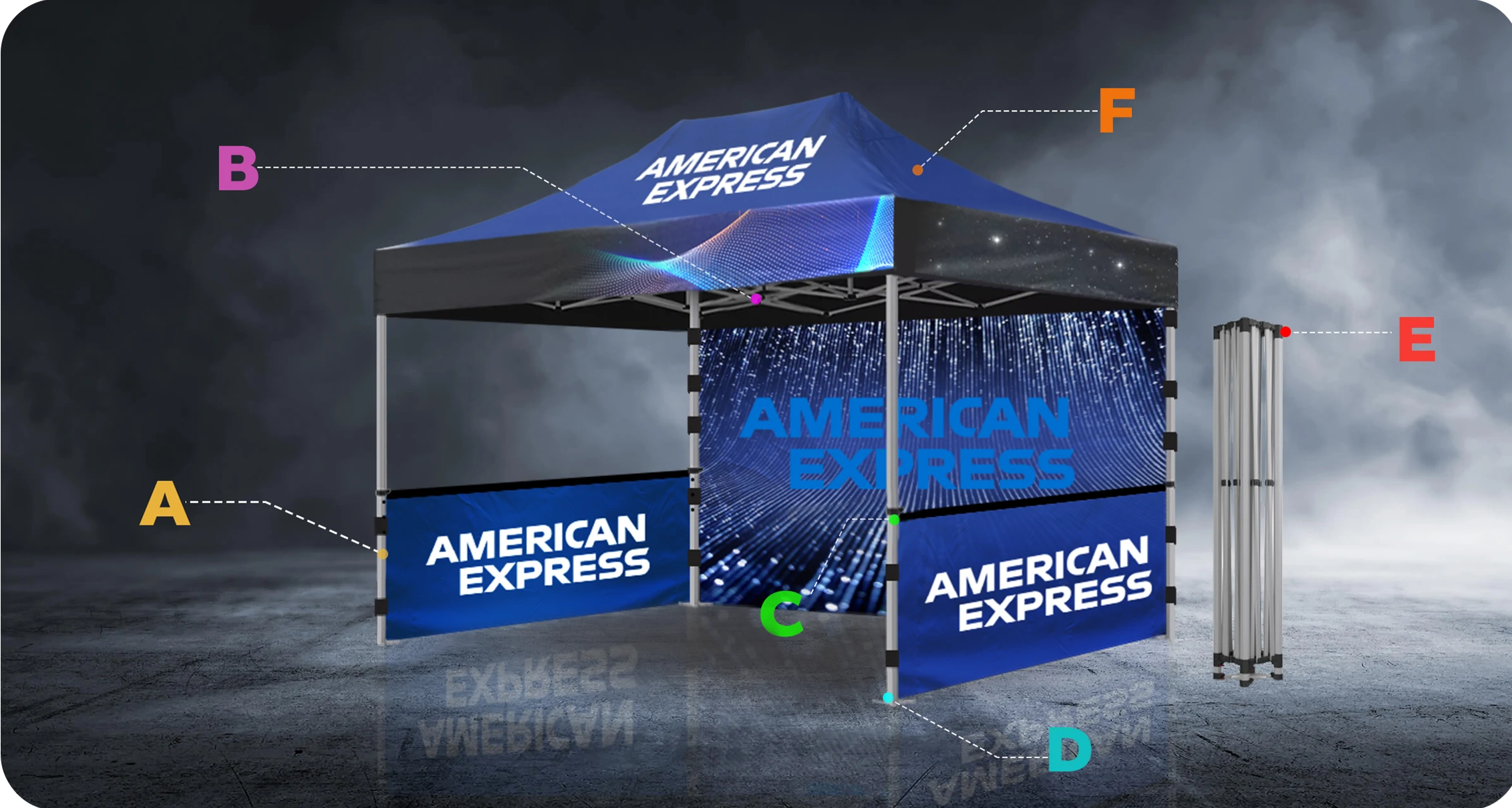Crafted with high-grade materials, including weather-resistant fabrics and sturdy frames, this Pop Up Canopy Event Tent Custom 5' X 5 guarantees longevity and reliability. Its customizable options cater to branding needs, making it an excellent canvas for logos, graphics, and promotional messages.